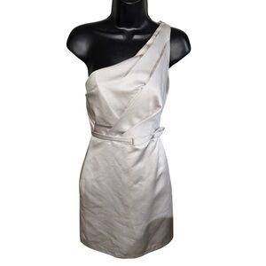 Women’s Alfred Angelo Light Gray One Shoulder Cocktail Dress - 0